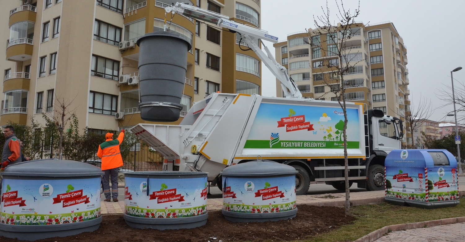 YEŞİLYURT BELEDİYESİ’NDEN MODERN ÇÖP KONTEYNER SİSTEMİNİ UYGULAMASI
